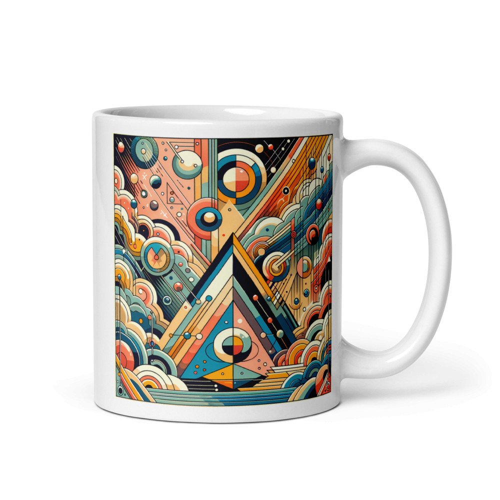 Geometric Abstract Pyramid with Vibrant Circles