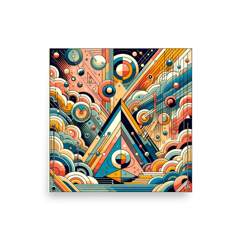 Geometric Abstract Pyramid with Vibrant Circles