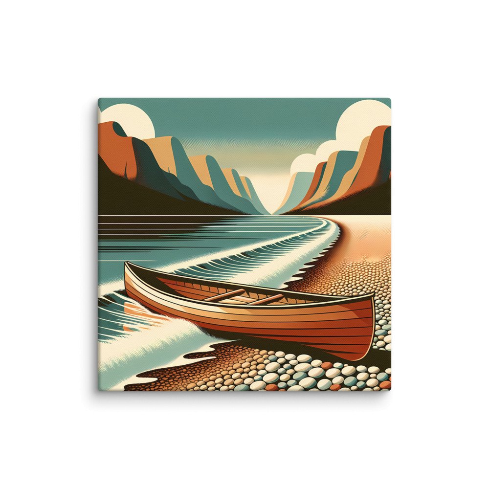 Retro Canoe on Pebble Beach Mountain Coast