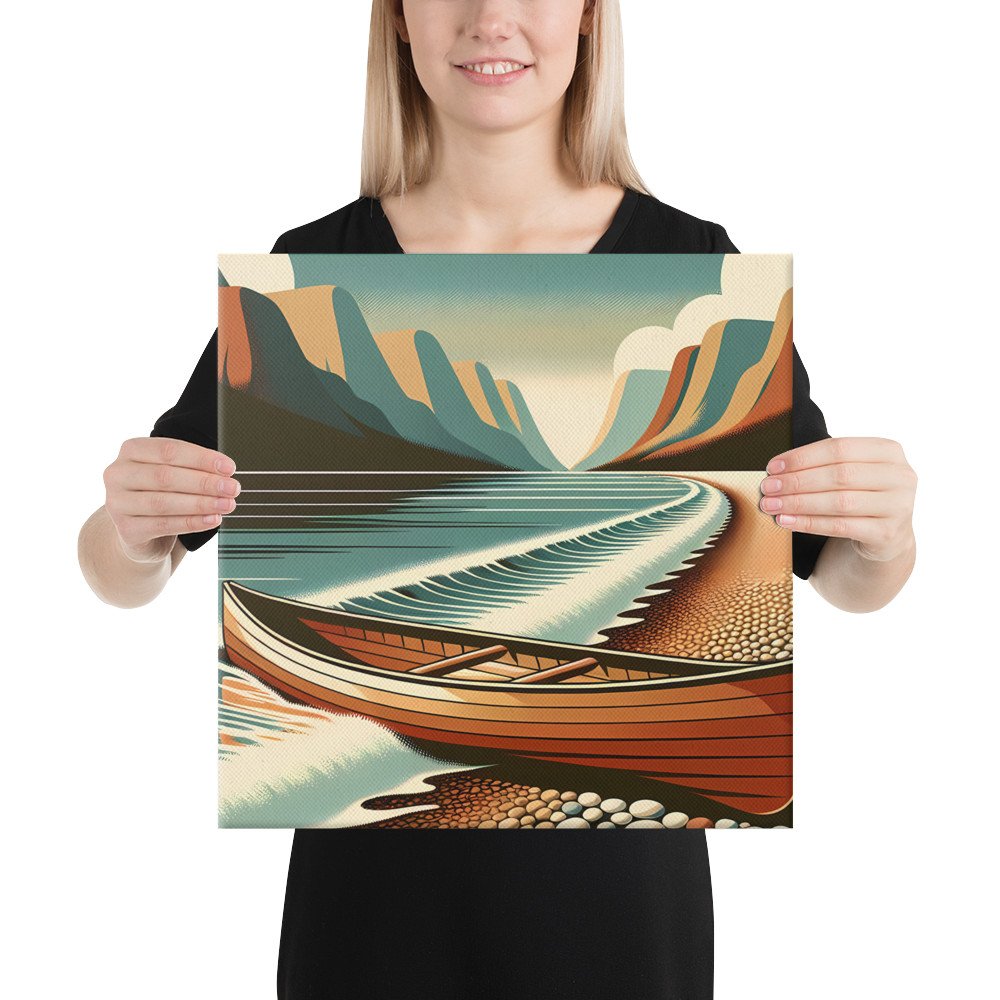 Retro Canoe on Pebble Beach Mountain Coast