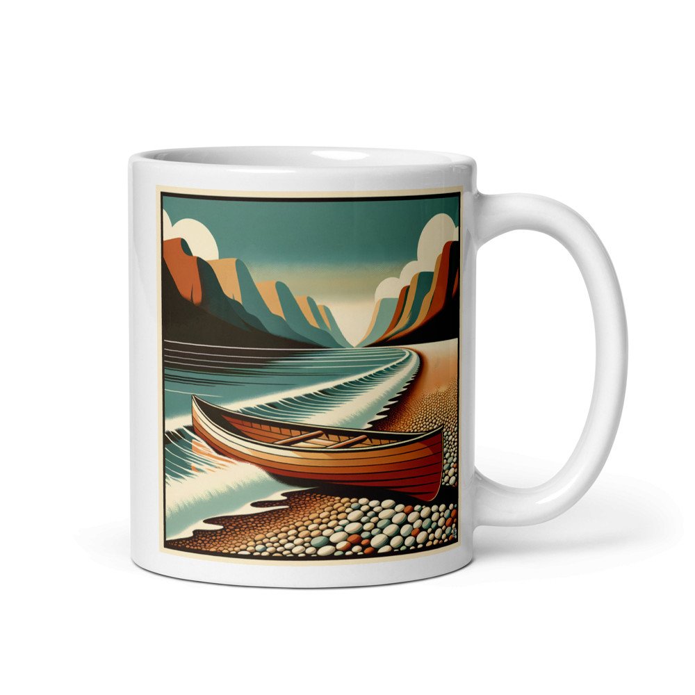 Retro Canoe on Pebble Beach Mountain Coast