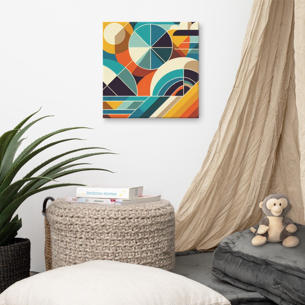 Retro Geometric Abstract with Teal and Orange