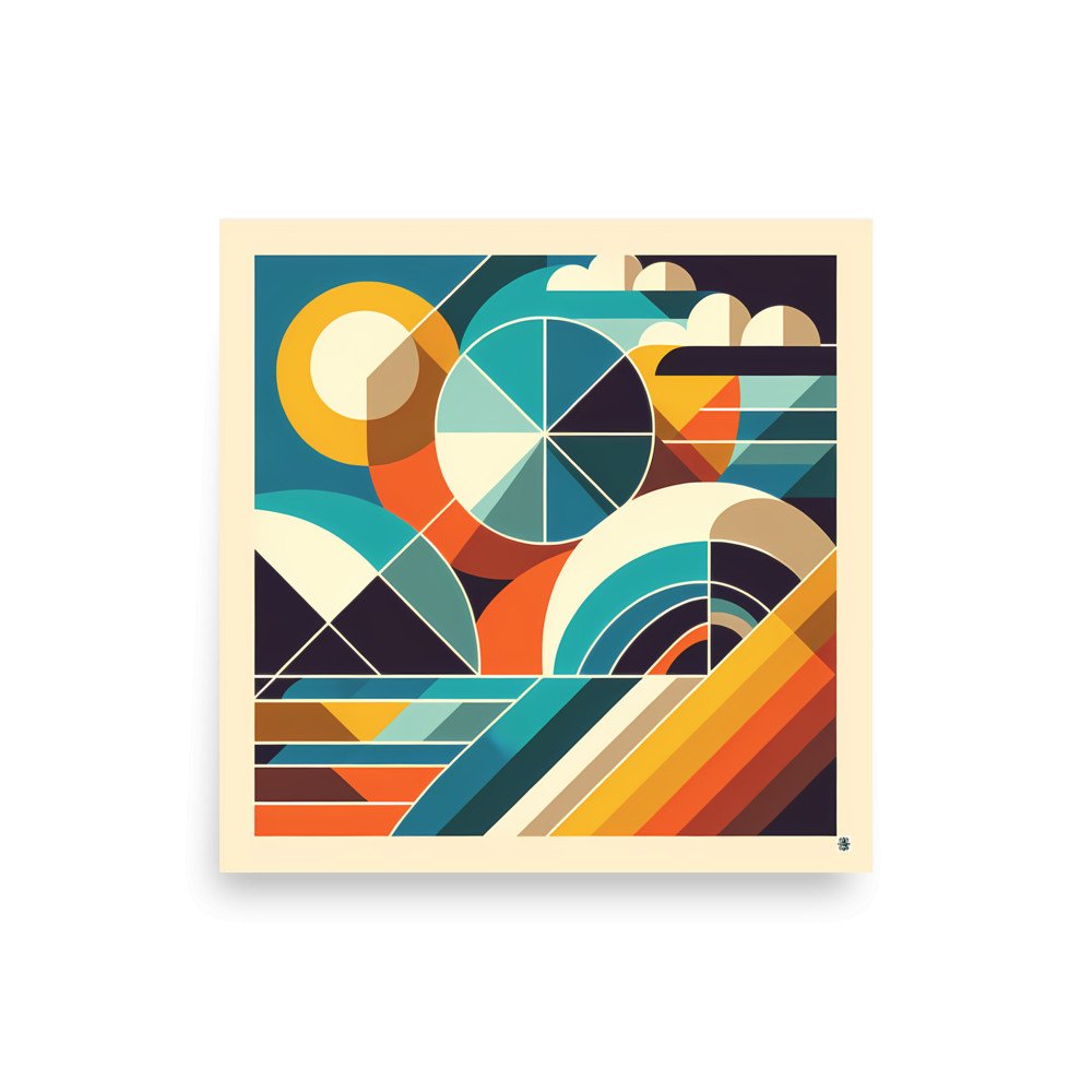Retro Geometric Abstract with Teal and Orange