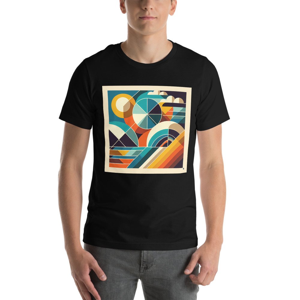 Retro Geometric Abstract with Teal and Orange — T-Shirt