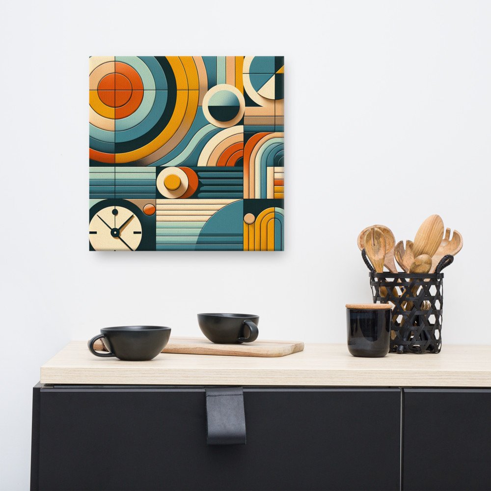 Geometric Retro Circles and Lines Artwork