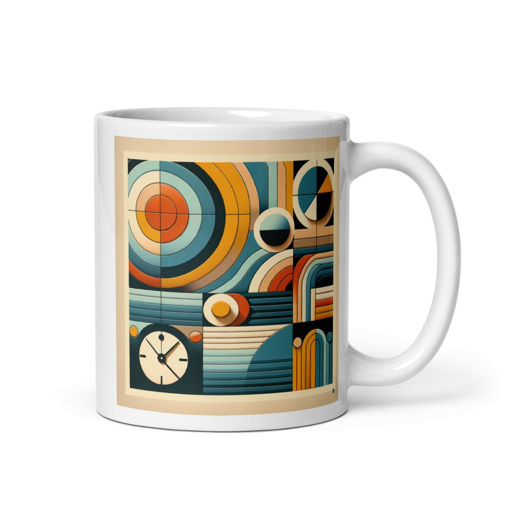 Geometric Retro Circles and Lines Artwork