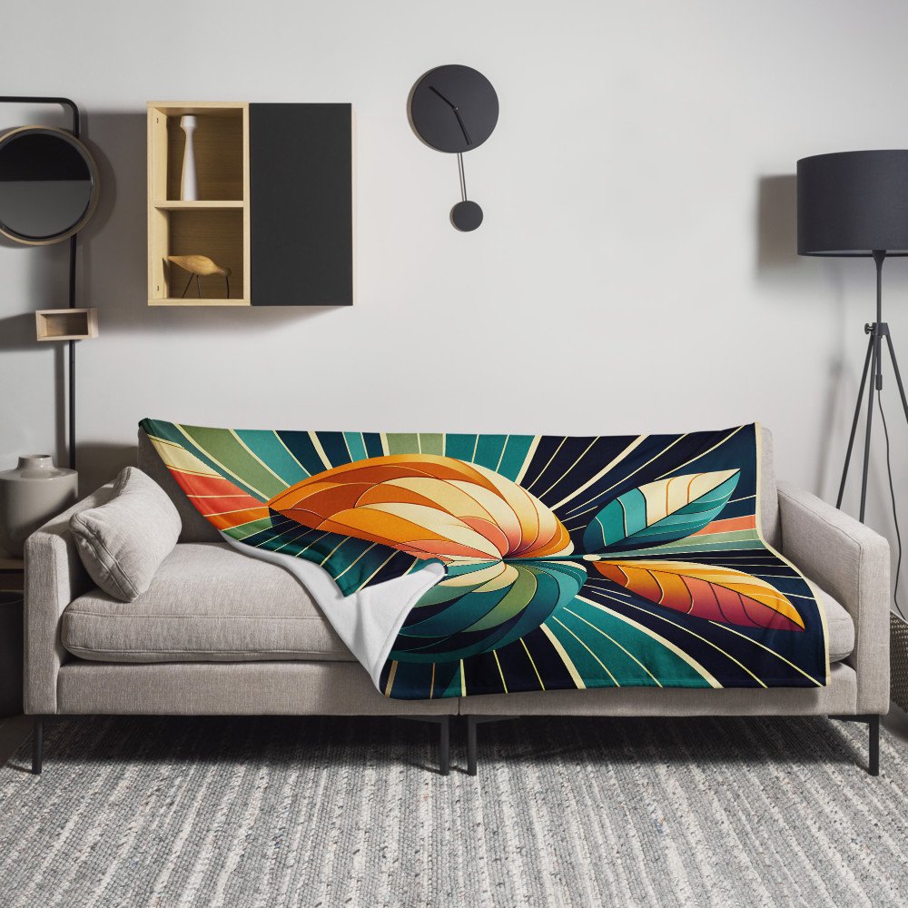 Retro Geometric Apple Sunburst in Teal and Orange