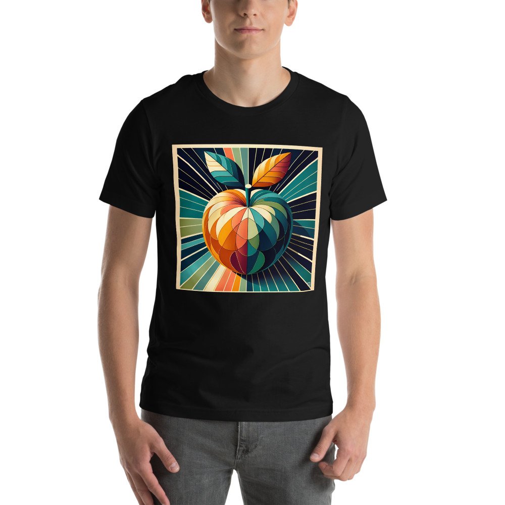 Retro Geometric Apple Sunburst in Teal and Orange