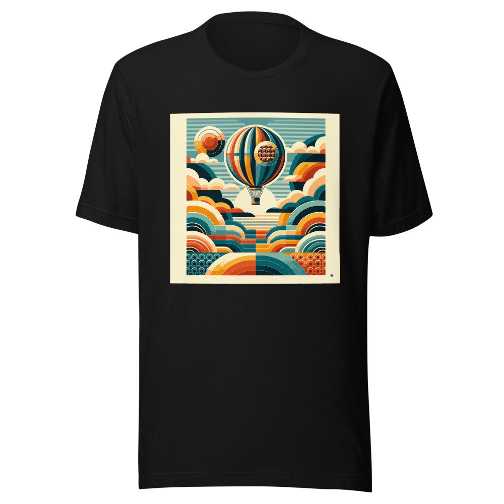 Retro Hot Air Balloon with Geometric Clouds