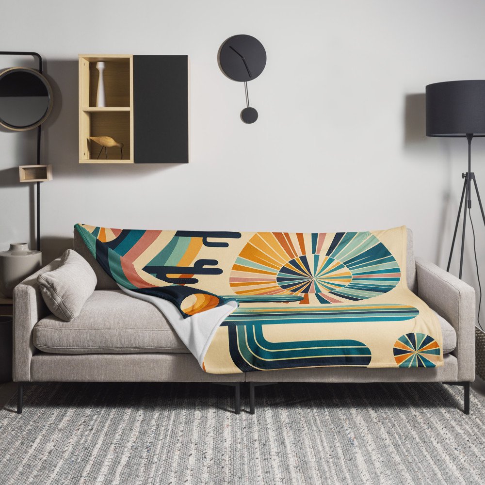 Retro Geometric Cactus Desert Scene