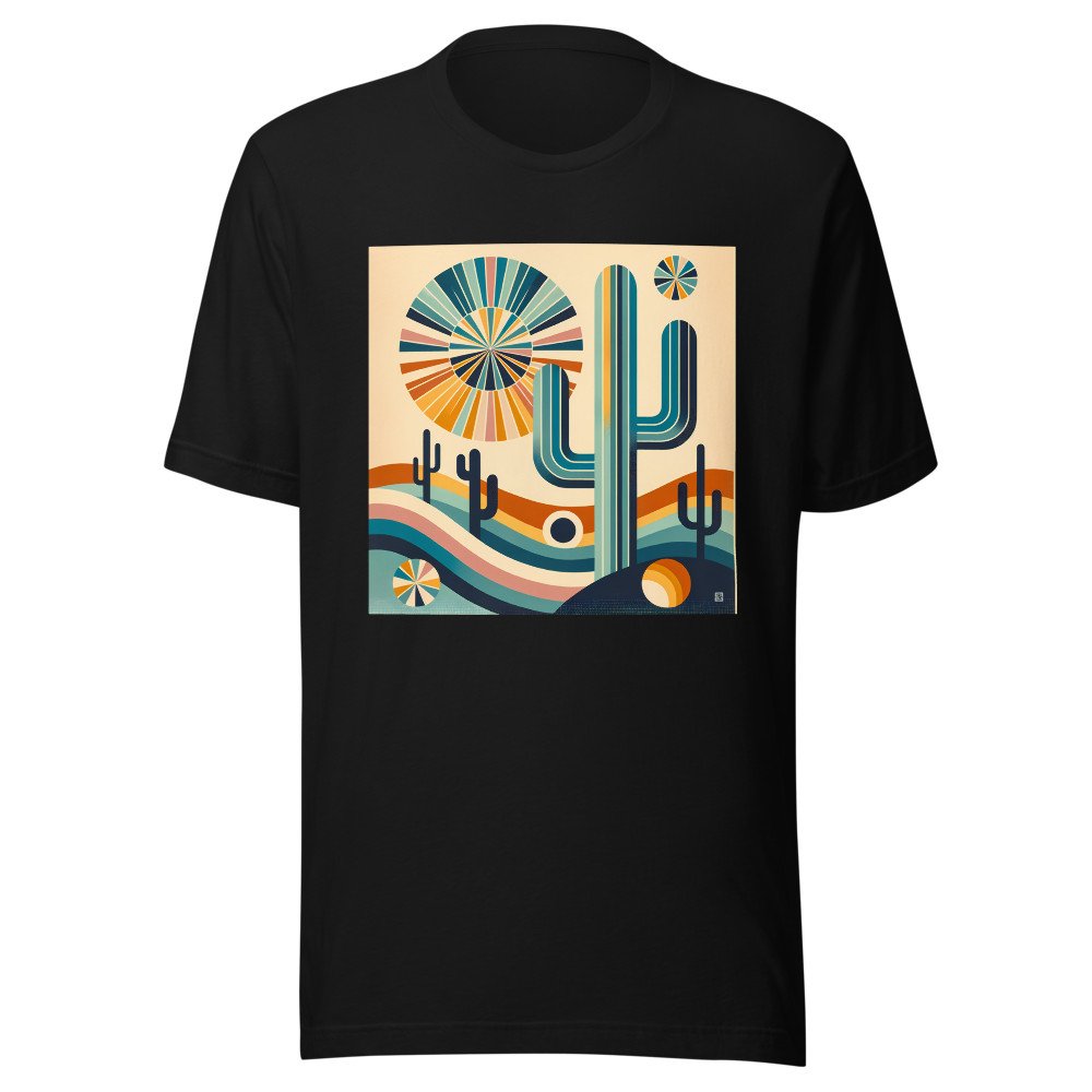 Retro Geometric Cactus Desert Scene
