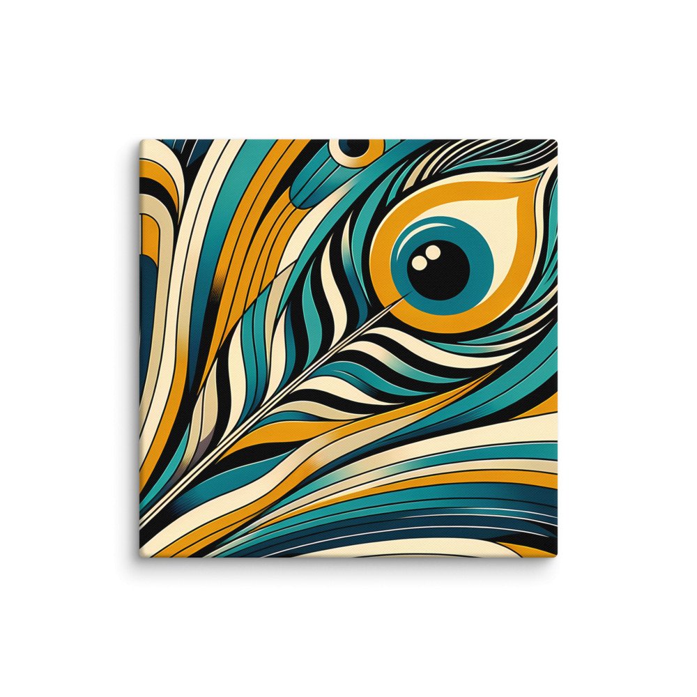 Abstract Peacock Feather in Teal and Gold