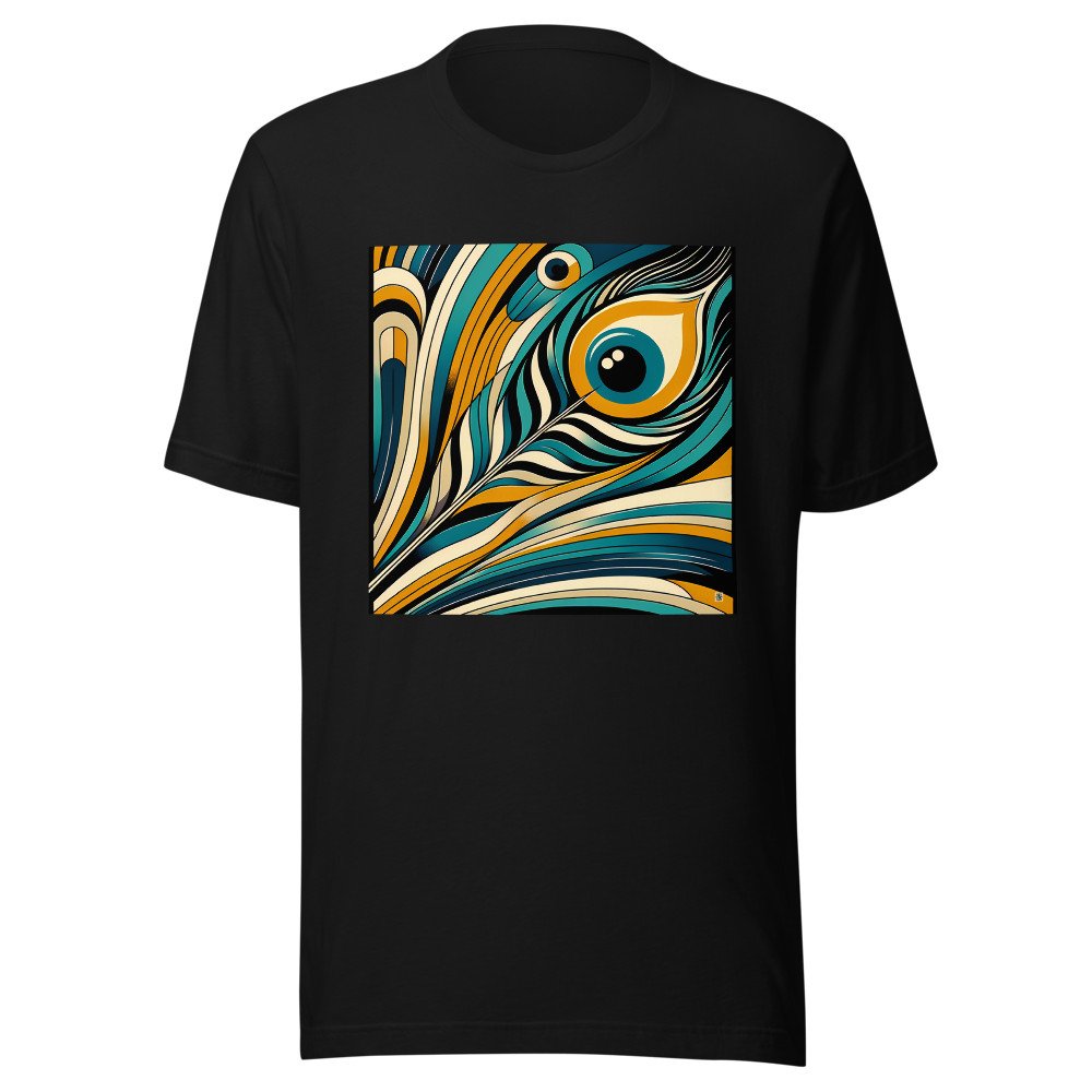 Abstract Peacock Feather in Teal and Gold