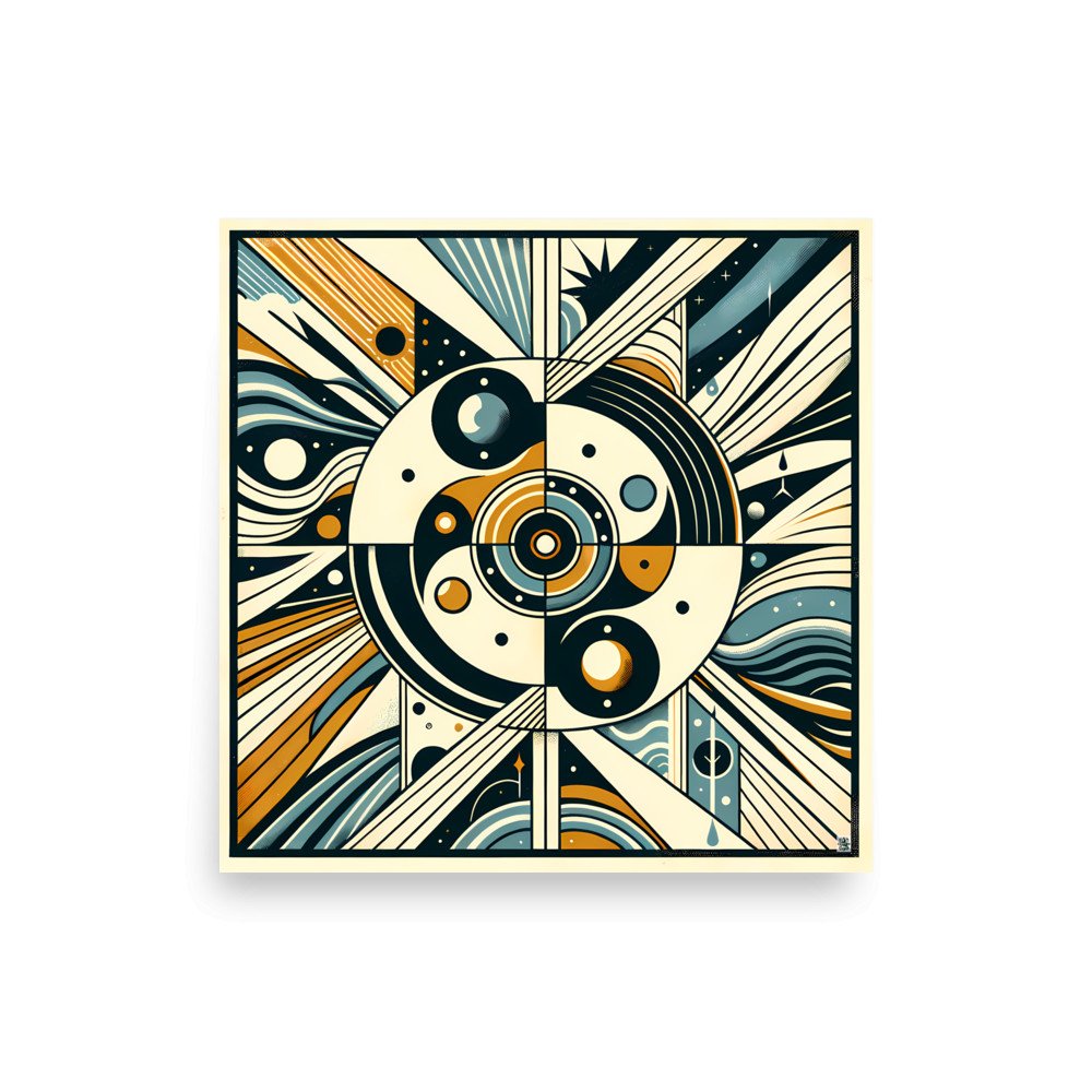 Retro Geometric Cosmic Abstract Art