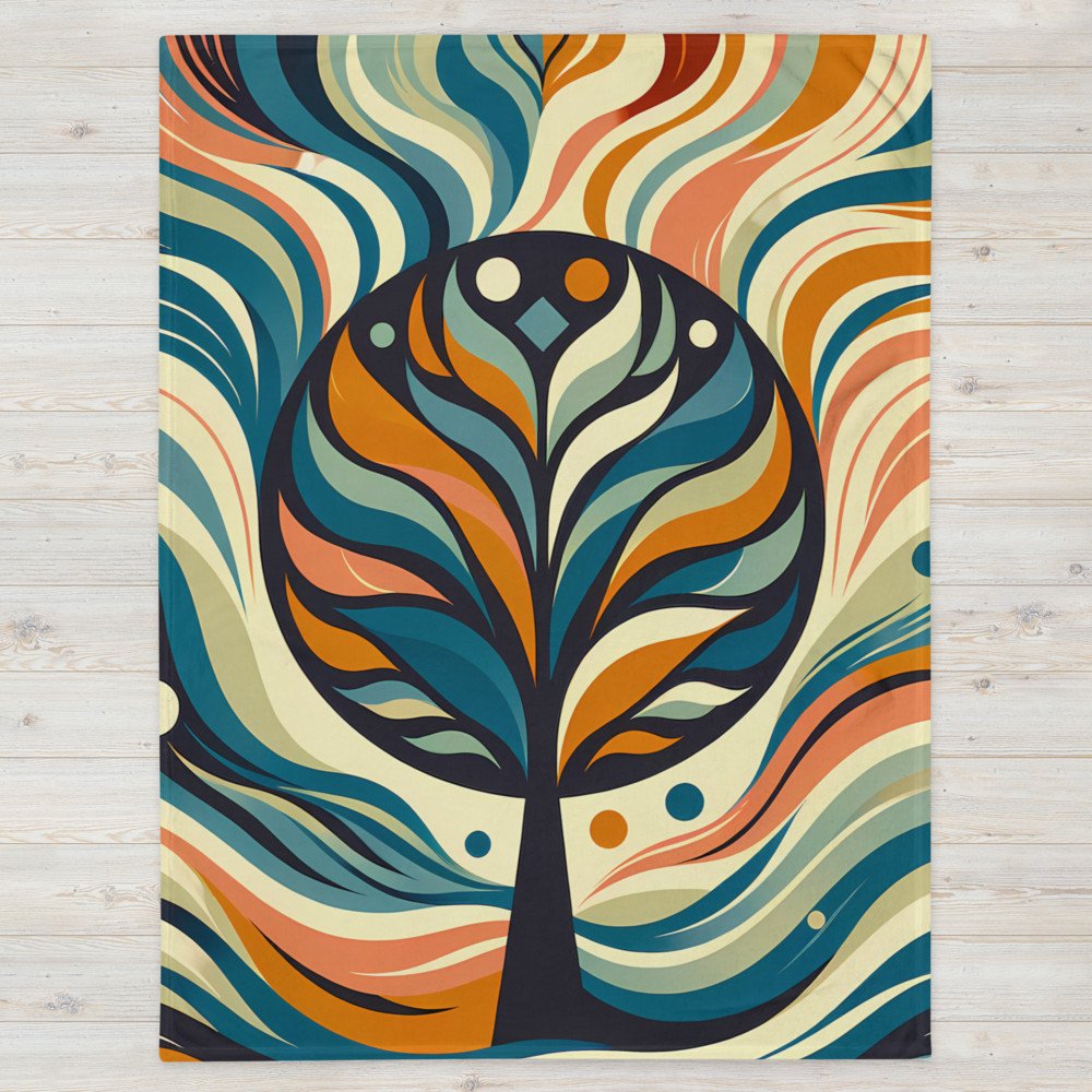 Abstract Tree with Vibrant Swirling Colours
