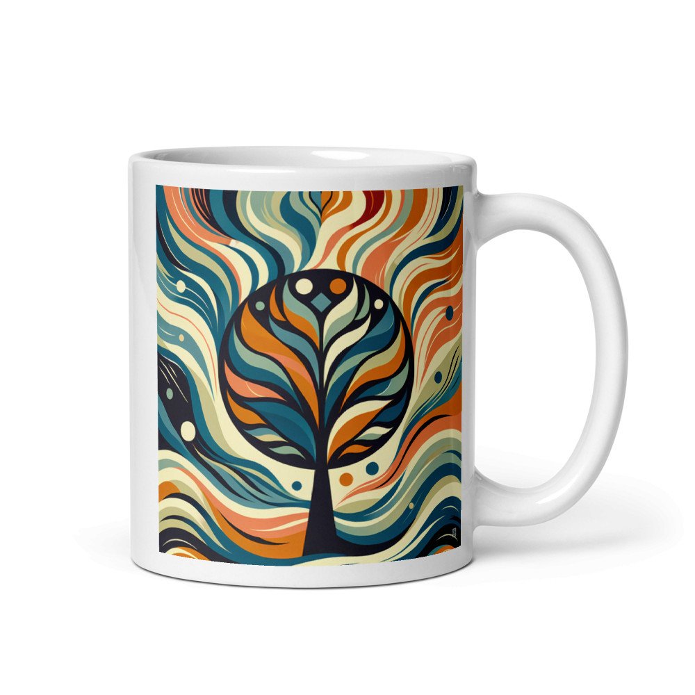 Abstract Tree with Vibrant Swirling Colours
