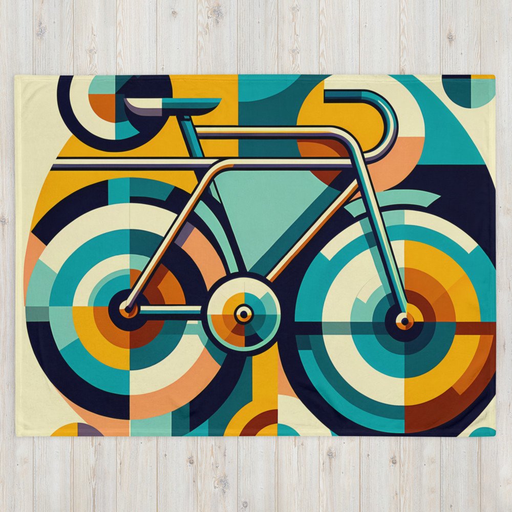 Geometric Retro Bicycle in Teal and Mustard