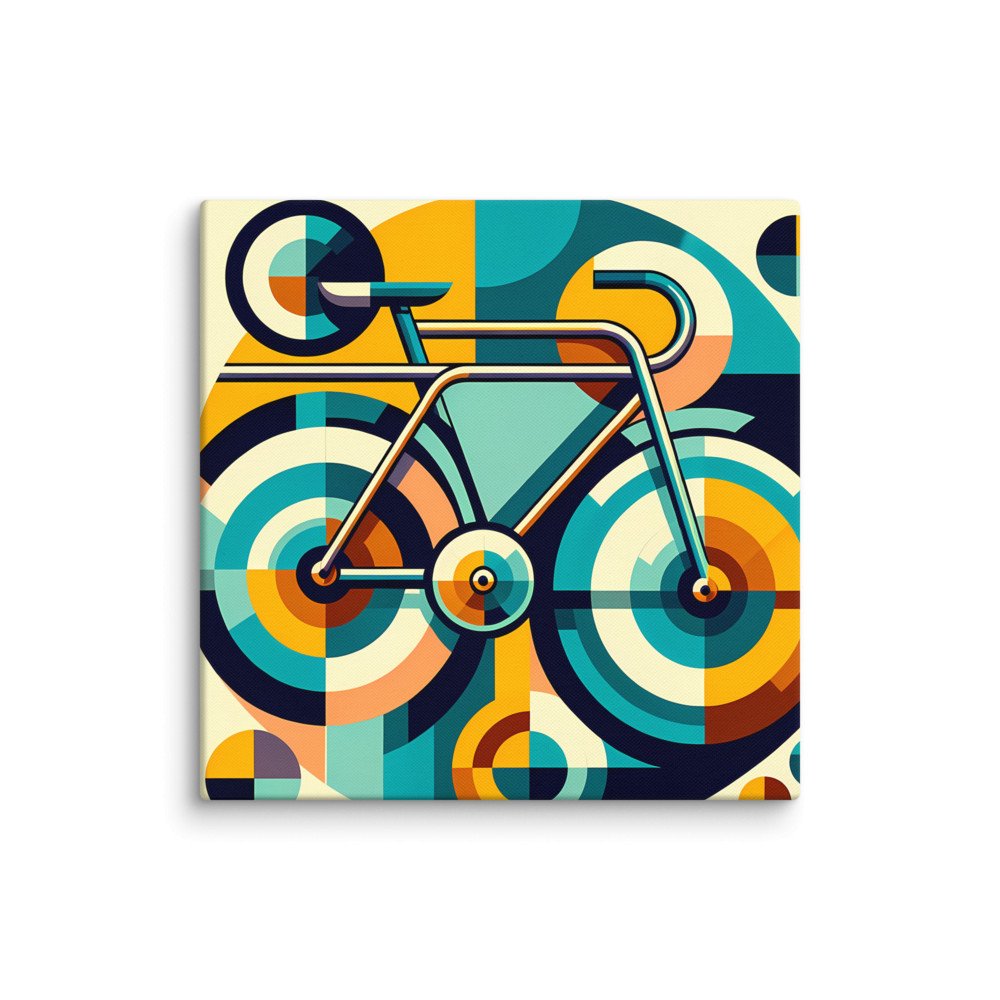 Geometric Retro Bicycle in Teal and Mustard