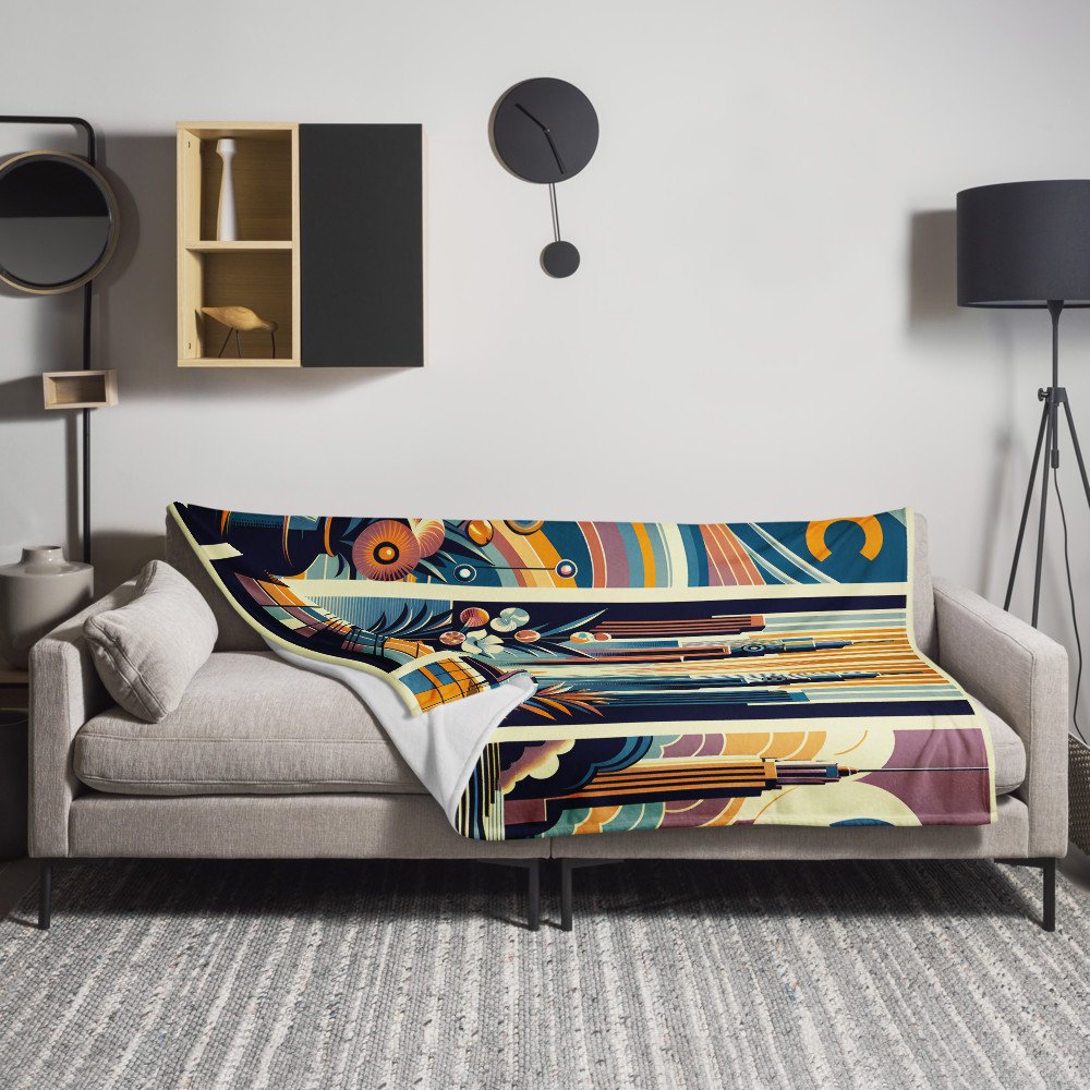 Art Deco Cityscape with Vibrant Geometric Patterns